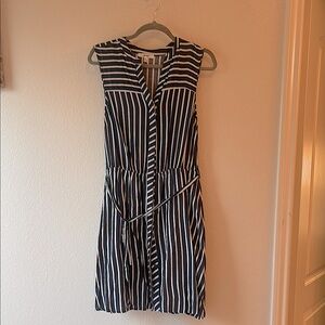 (3 for $19) Striped navy and White Sleeveless Dress. Size 8
